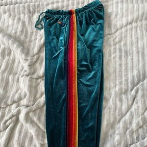 Aviator Nation Teal Velvet Sweatpants